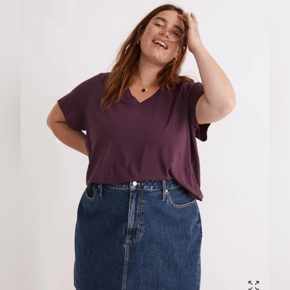 Madewell Plus Whisper Cotton V-Neck Tee purple spiced plum size XL